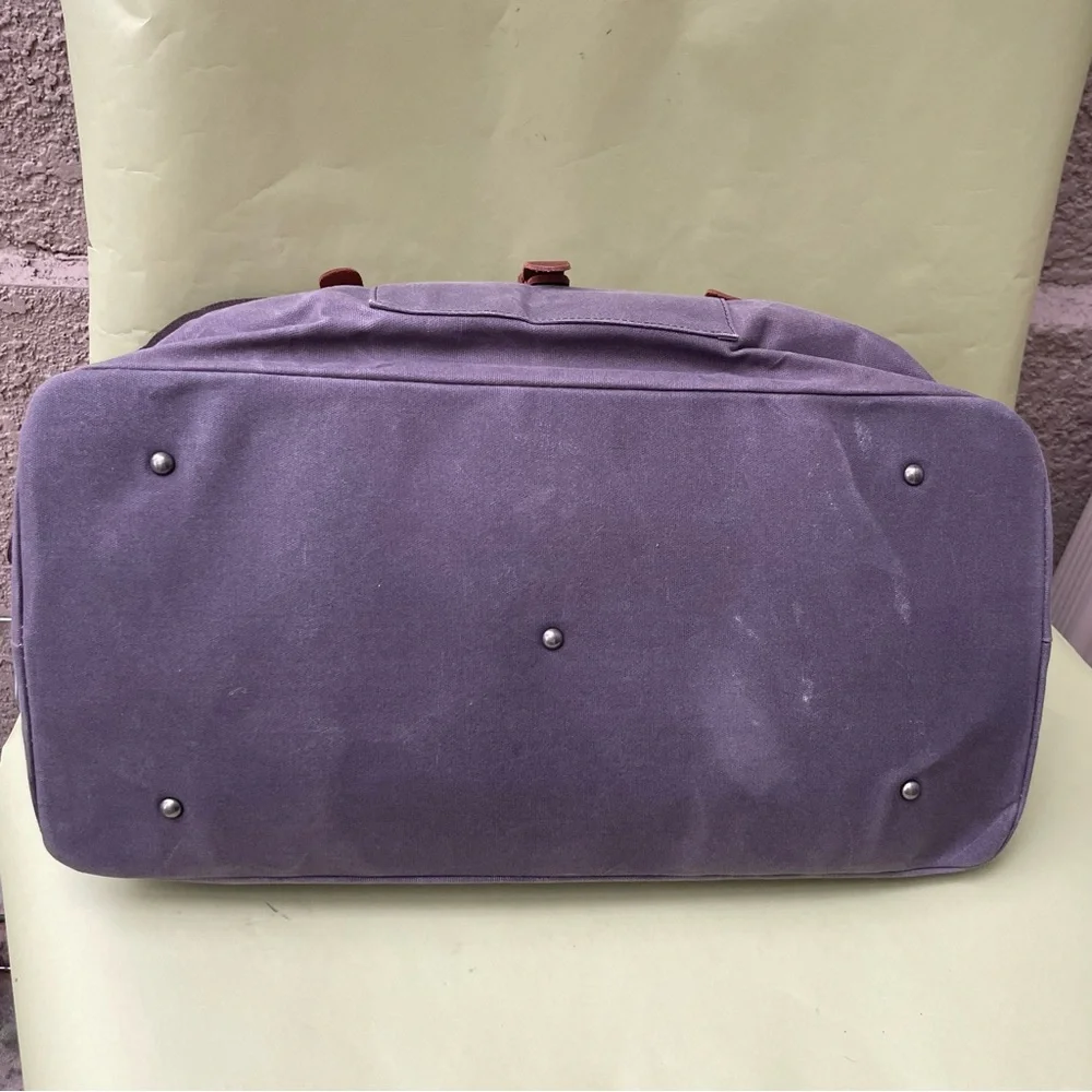 Grayish brown cotton/leather travel bag